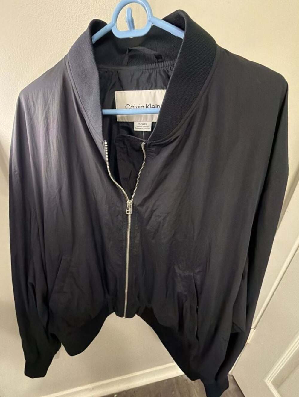 NWT Calvin Klein Men’s XL Black Bomber Jacket Lightweight Full Zip